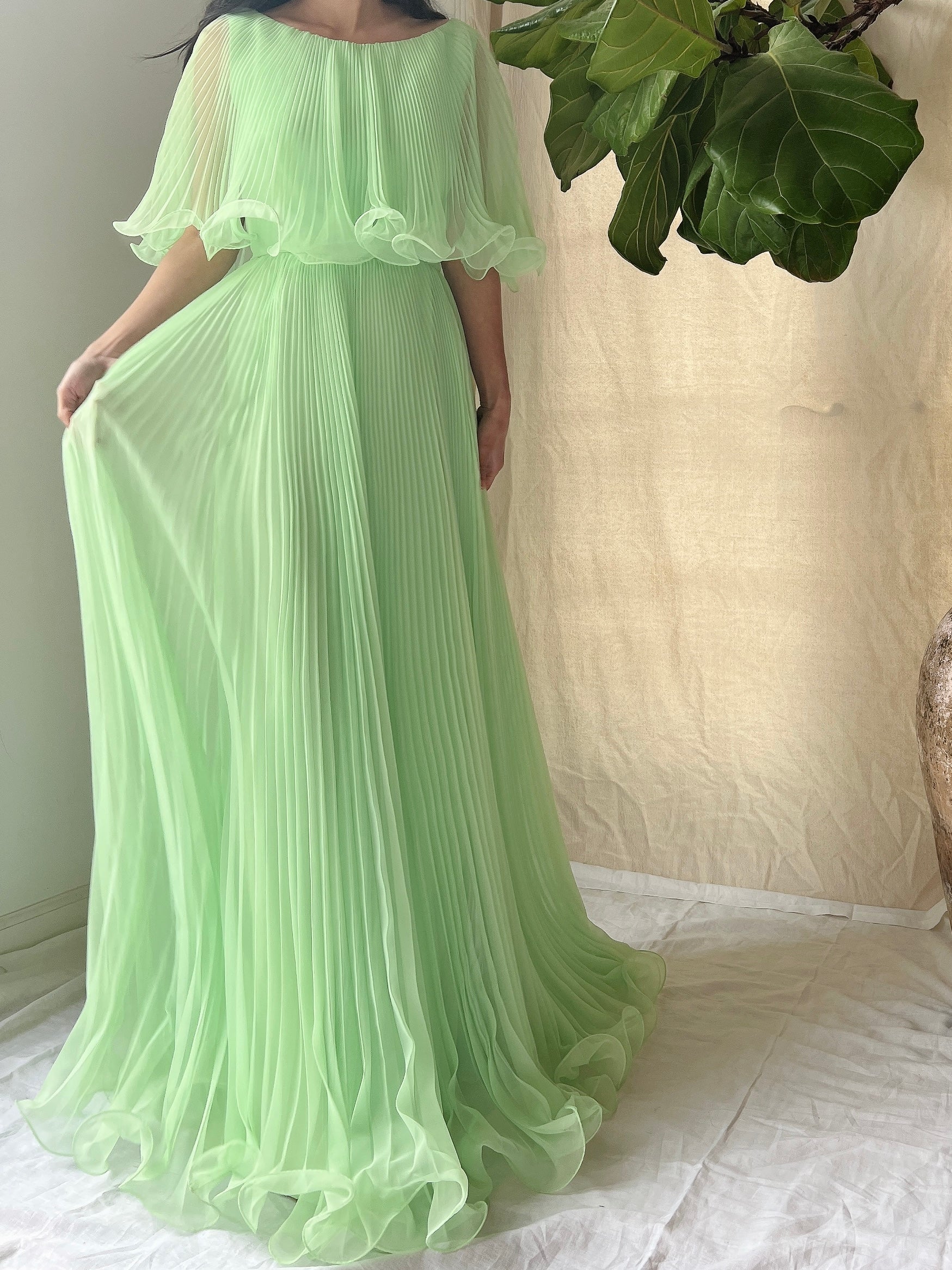 seafoam chiffon dress Flowing Chiffon Beach Dress With Pastel Hues