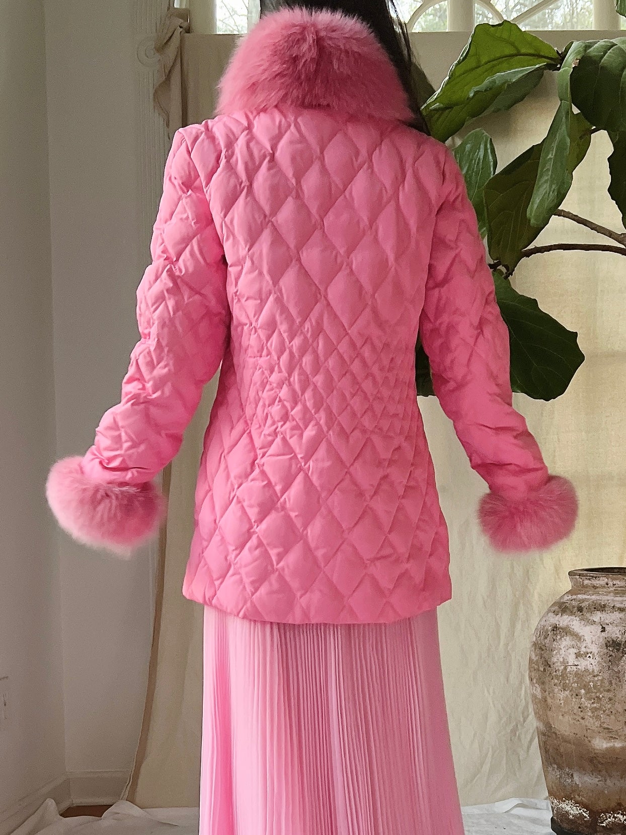 Vintage Hot Pink Quilted Jacket - S/M