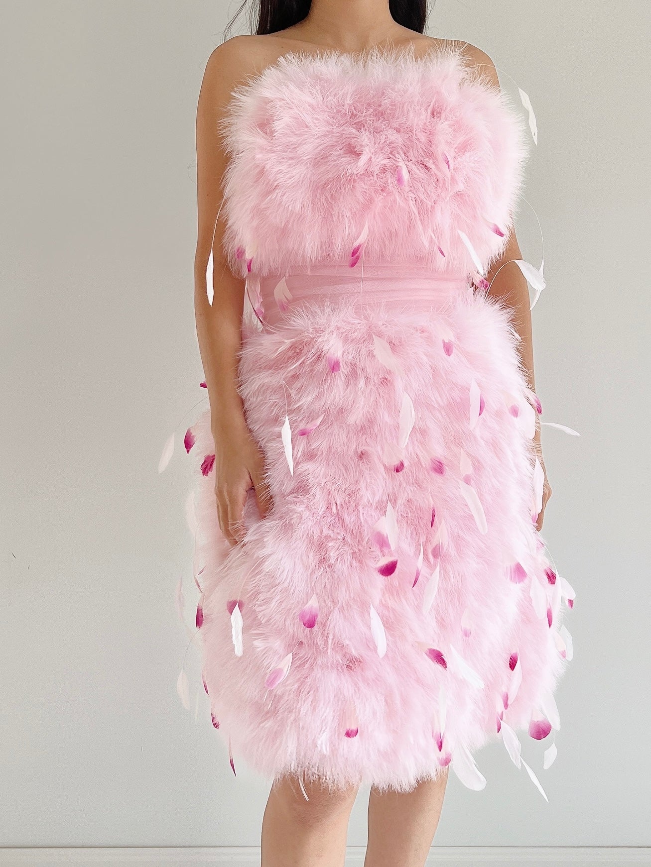 NWT Pamela Roland Pink Feather Dress - S/4