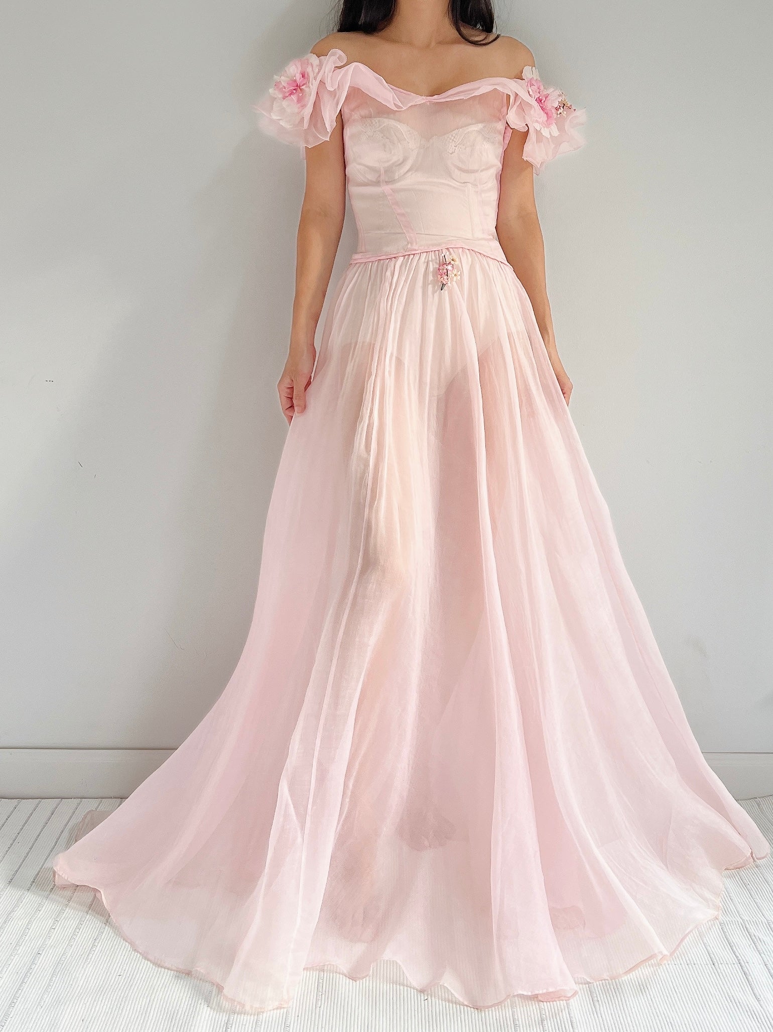 1930s Pink Organdy Dress - XXS