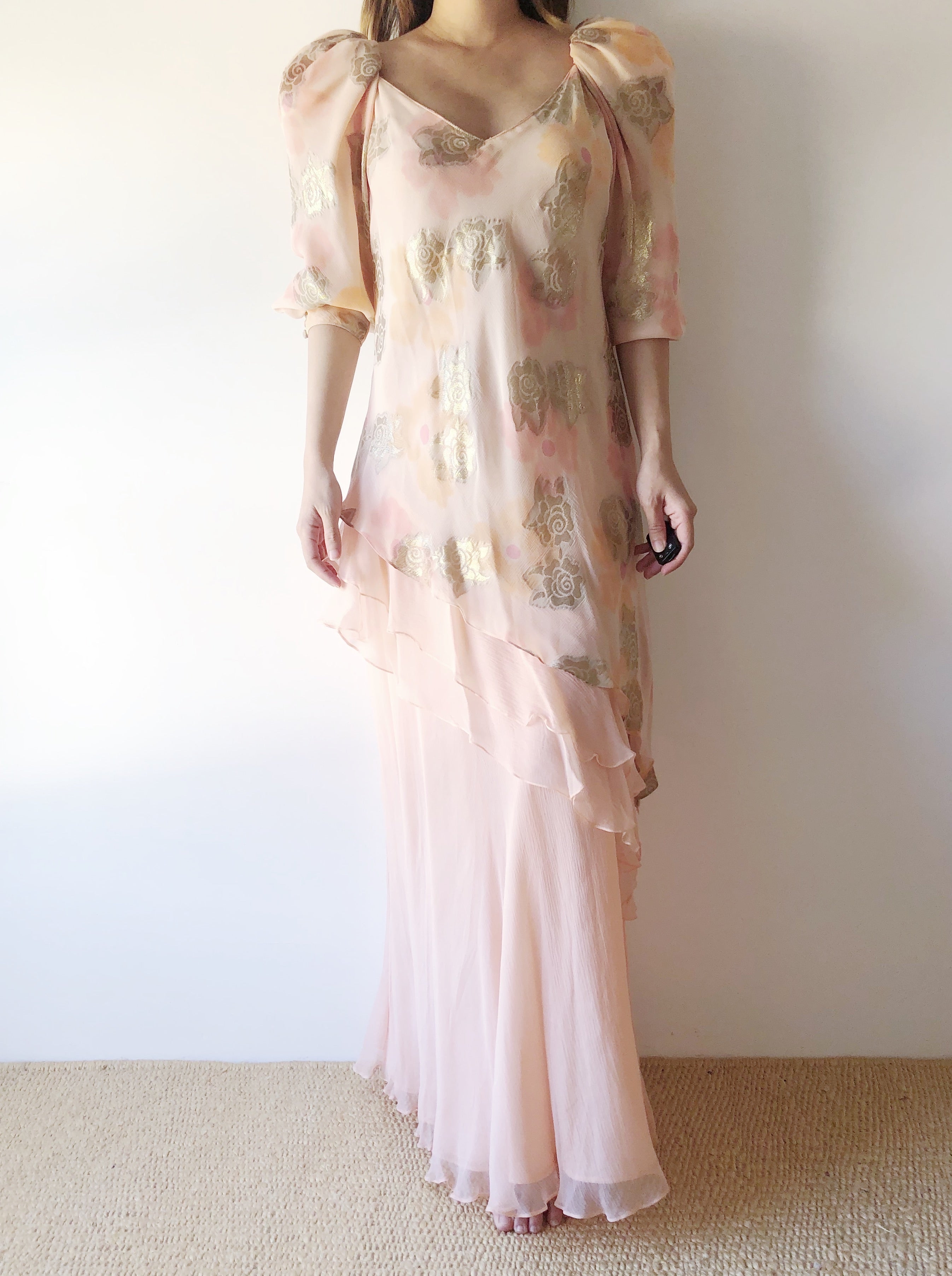 Vintage Peach Silk Layered Dress - S/M | G O S S A M E R Vintage Peach Silk Layered Dress - S/M | G O S S A M E R