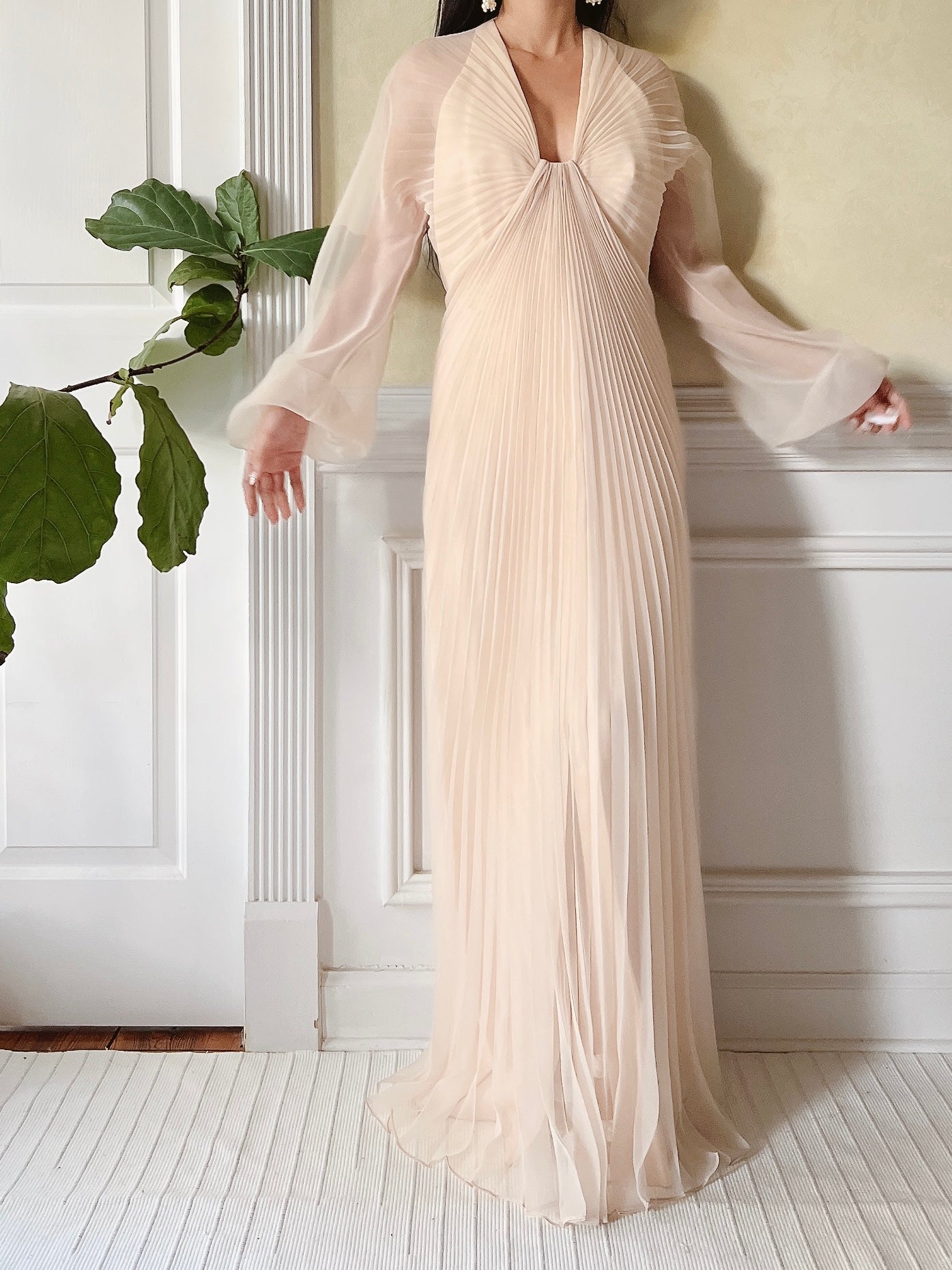 vintage pleated chiffon dress Maija Women's Pleated Chiffon Dress Rust Orange Summer Boho Tropical Beach Vacation Holiday Elegant Vintage Outfits For Party Graduation Work Office