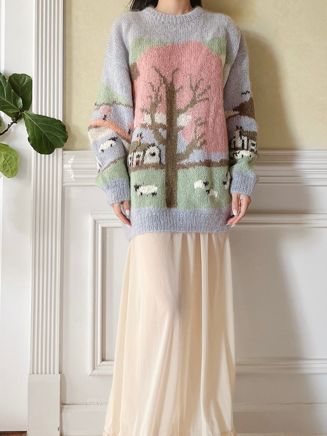 Vintage Pastel Mohair Pastoral Sweater - M/L