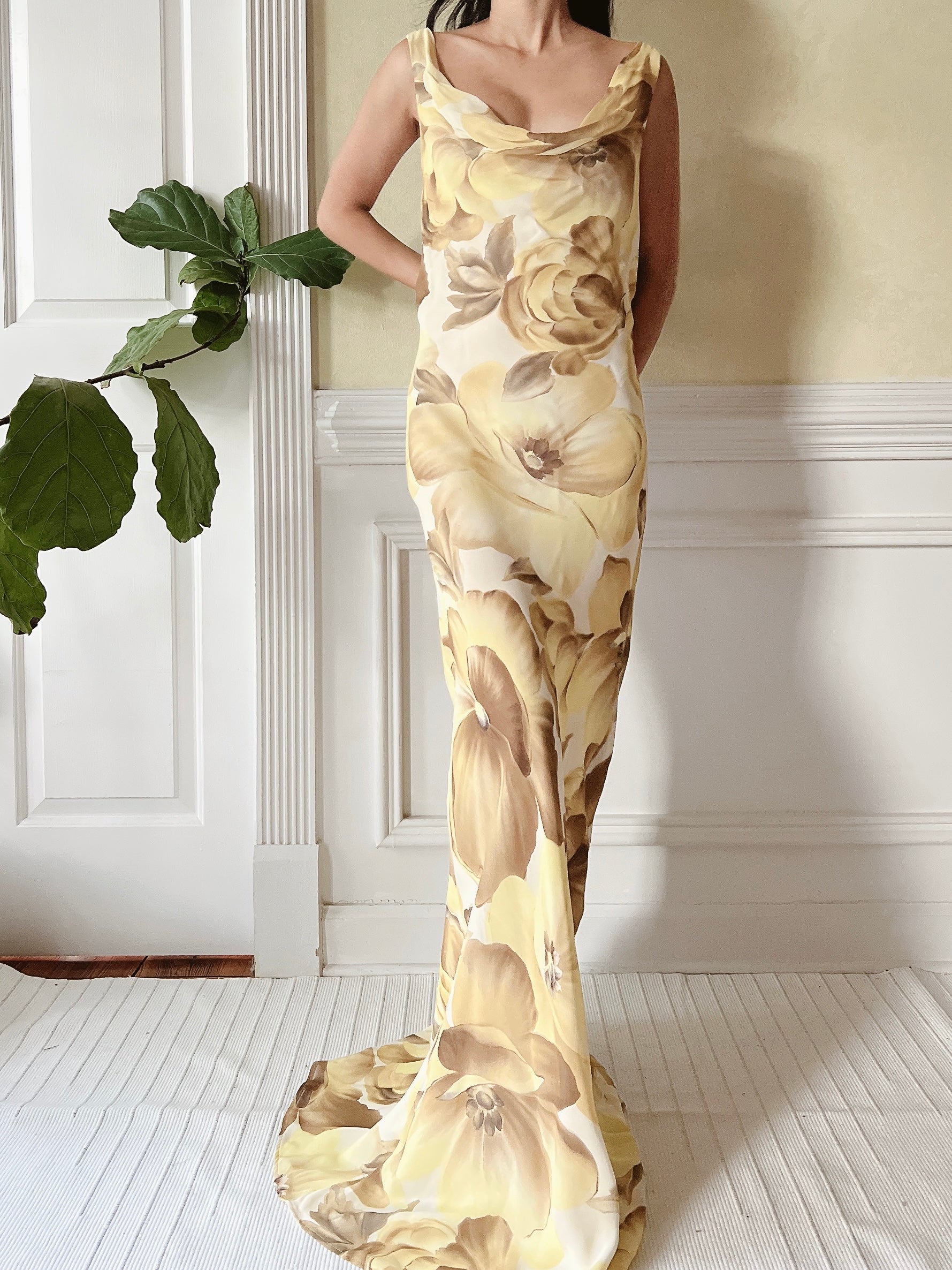 vintage floral slip dress Y2K Dress: Asymmetrical Hem Boho Cottagecore this slim Vintage Floral Chiffon Rayon Slip