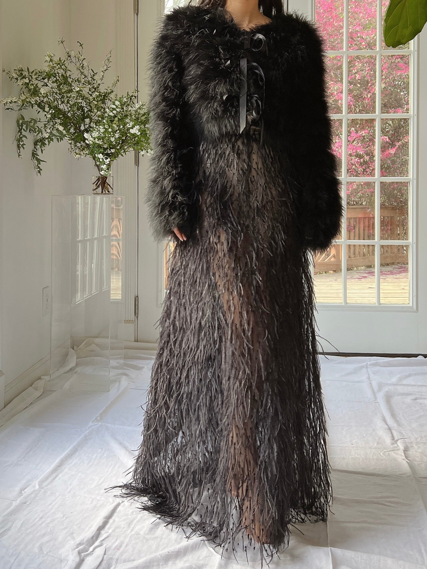 Vintage Sheer Ostrich Feather Skirt - S-M