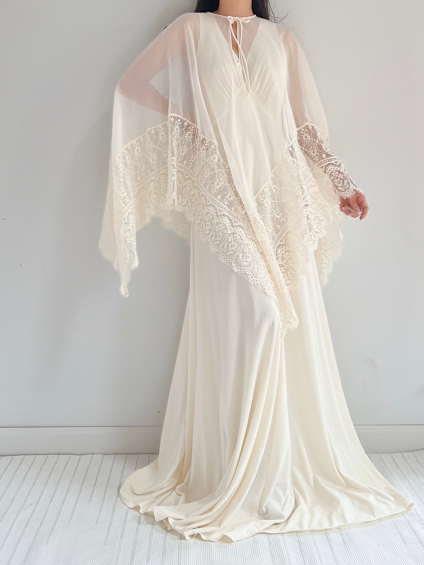 Vintage 2-Piece Chiffon and Jersey Gown - S