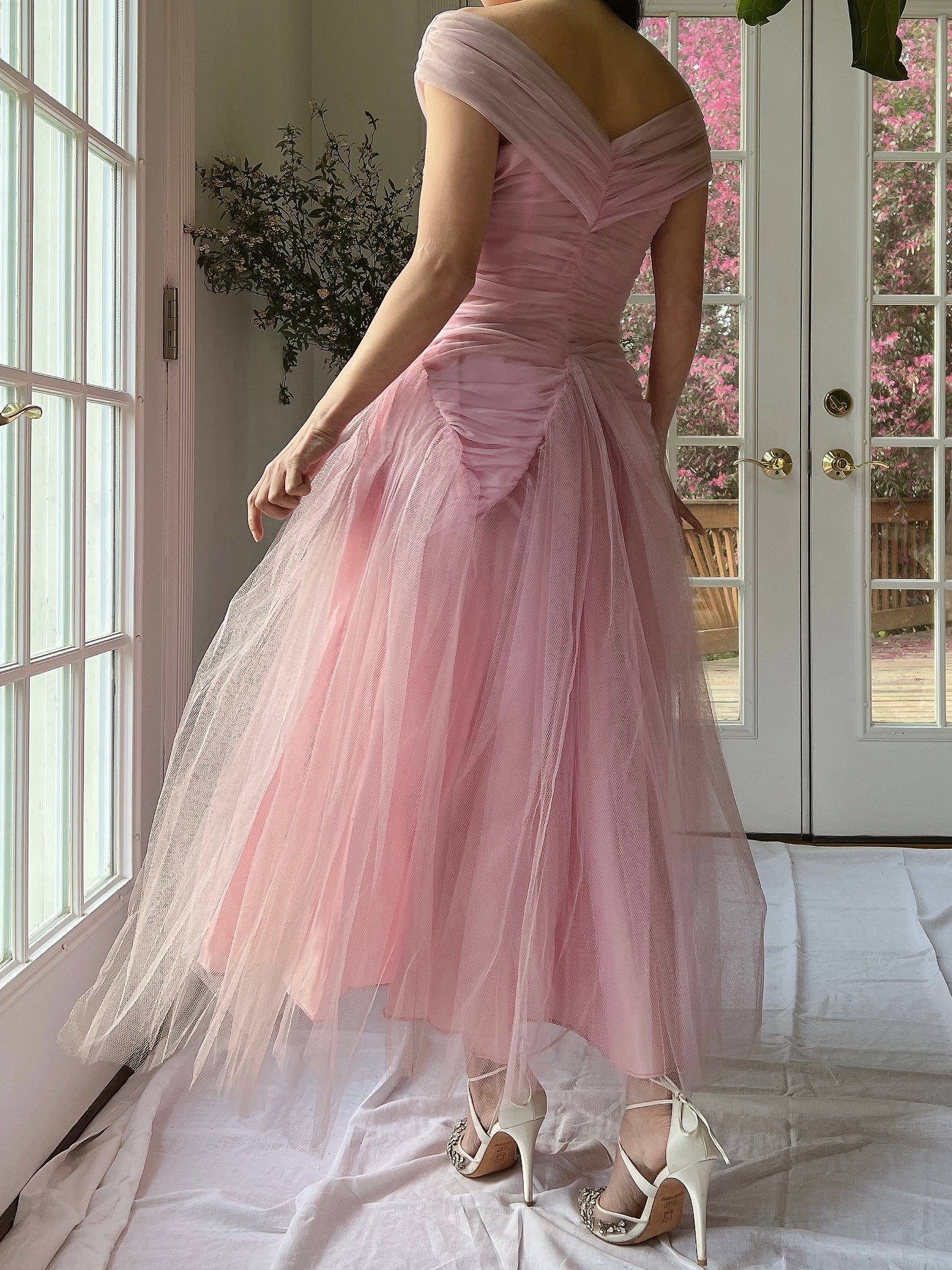 1950s Lilac Ruche Dress - XS