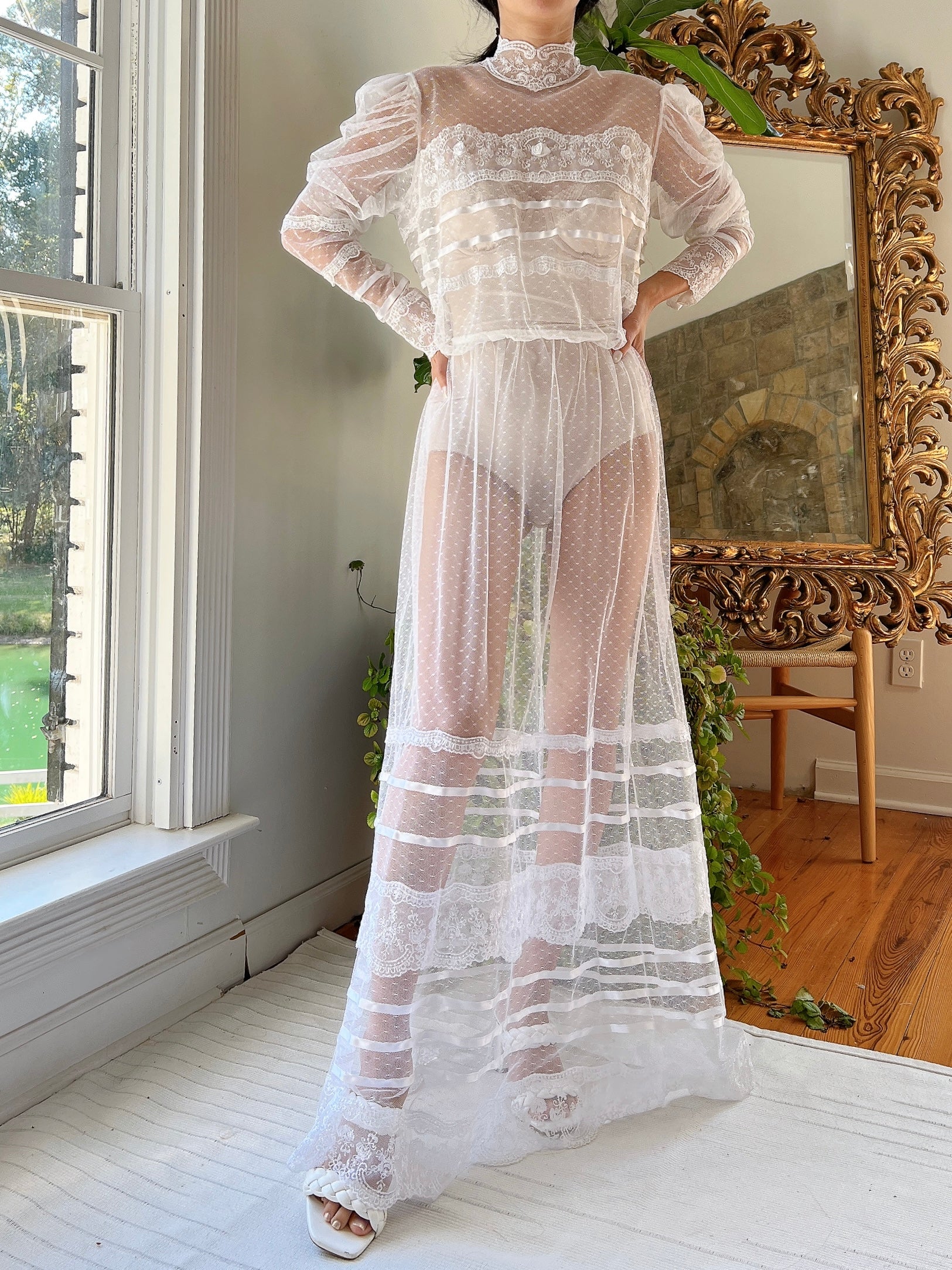 Vintage Sheer Net Dress - S/M
