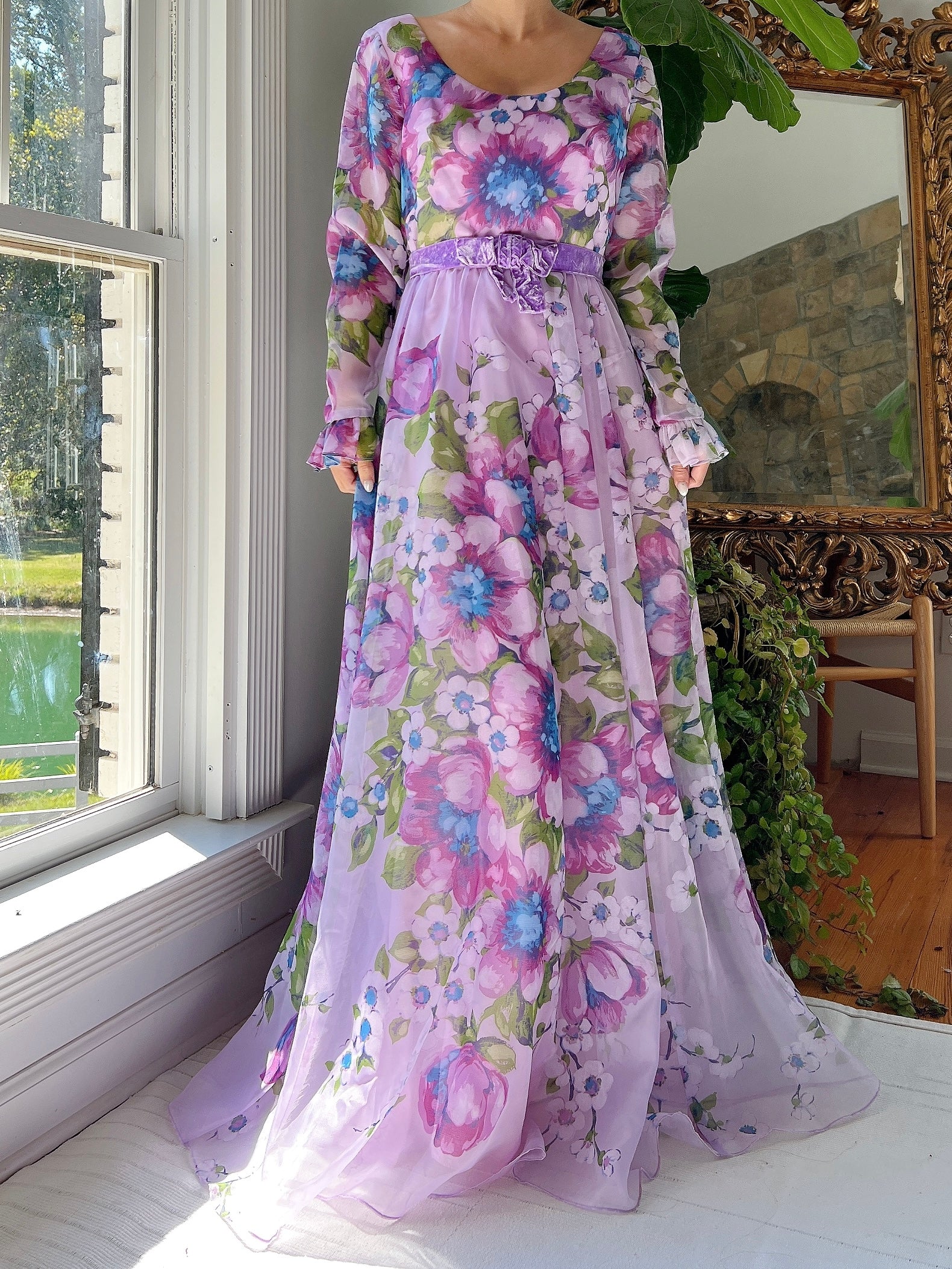 Vintage Nylon Chiffon Floral Dress - S | G O S S A M E R Vintage Nylon Chiffon Floral Dress - S | G O S S A M E R