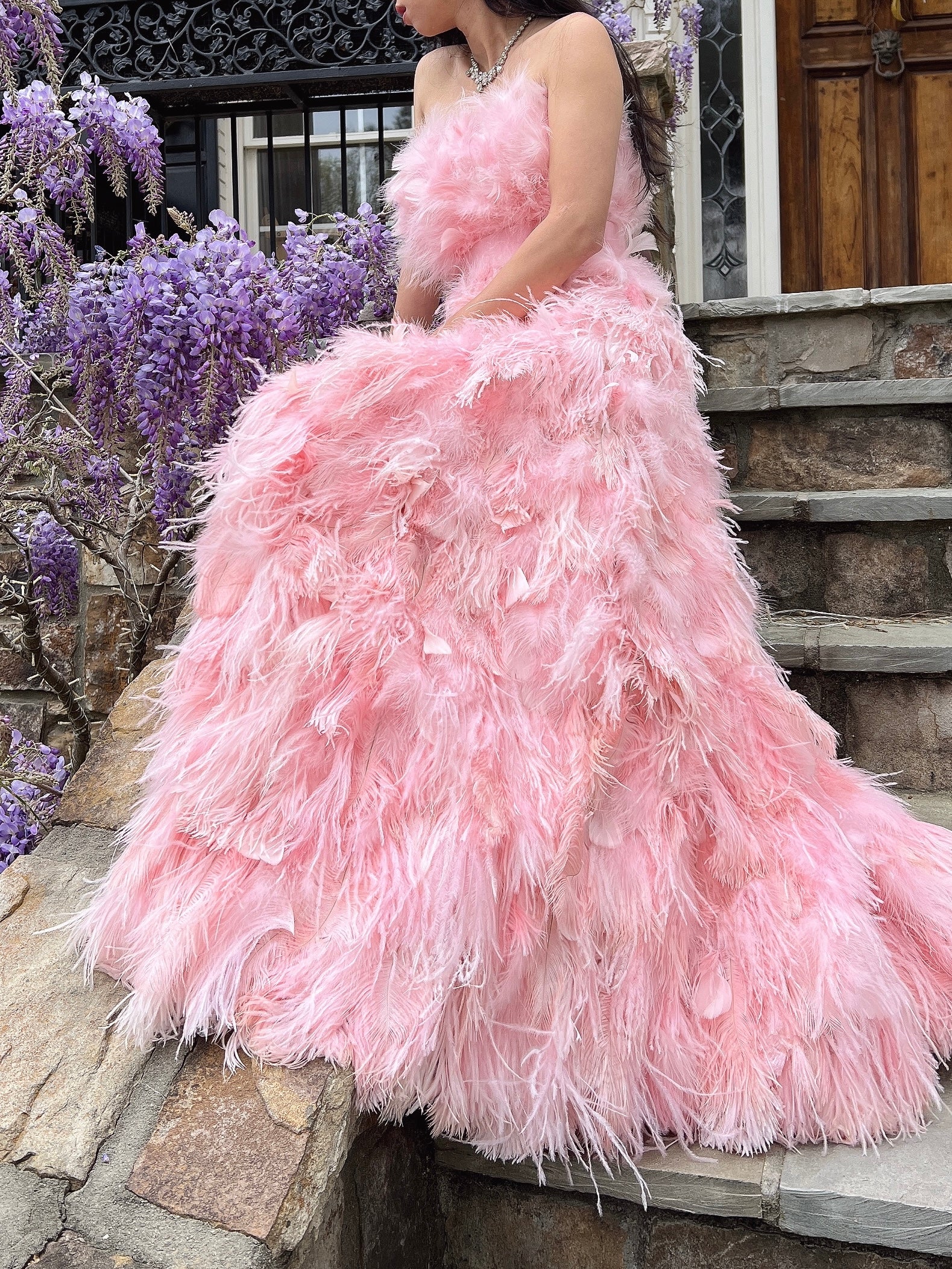 Dolce & Gabanna Pink Feather Silk Organza Gown - S/4