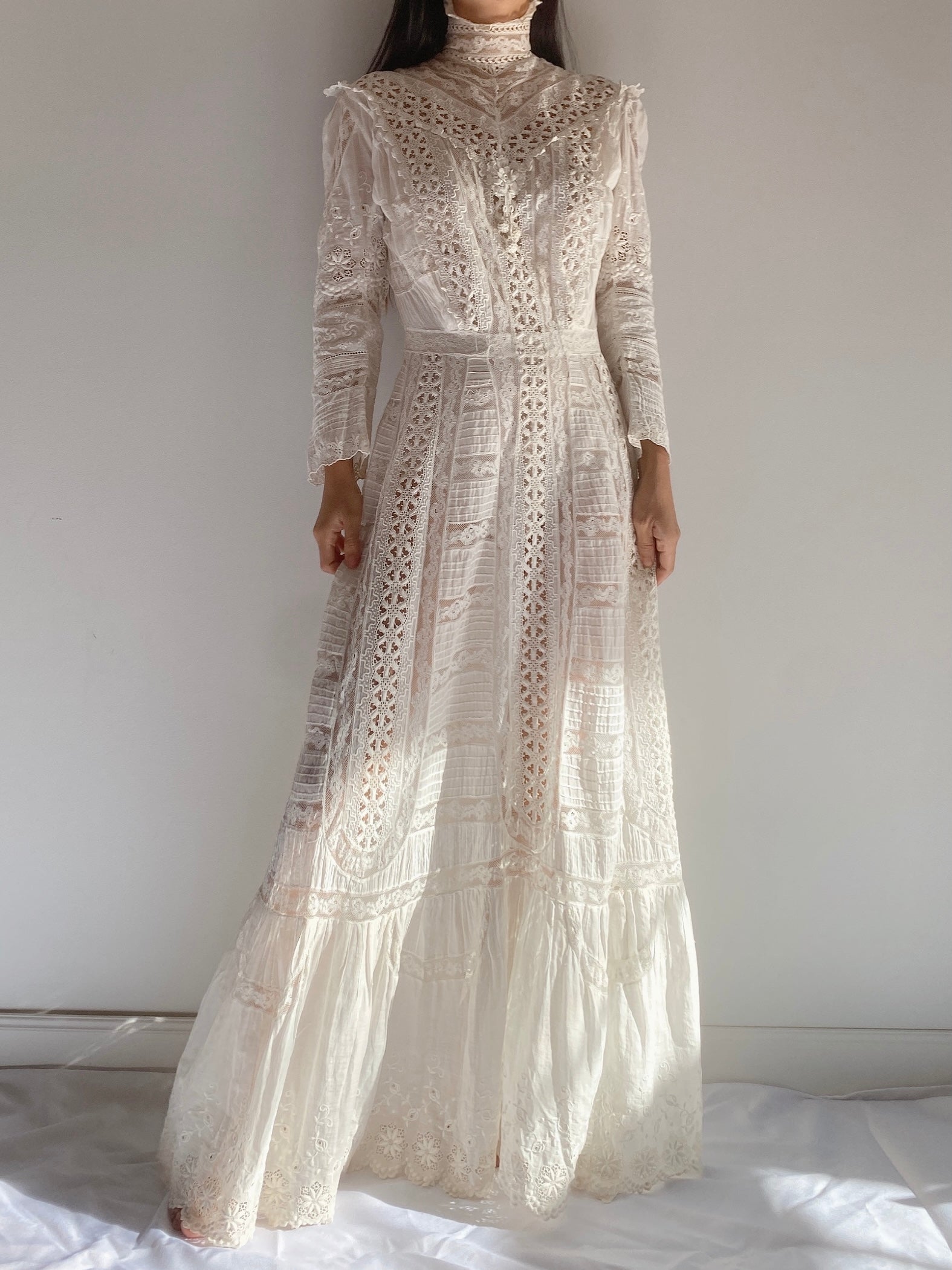 Victorian Mixed Lace Gown - S