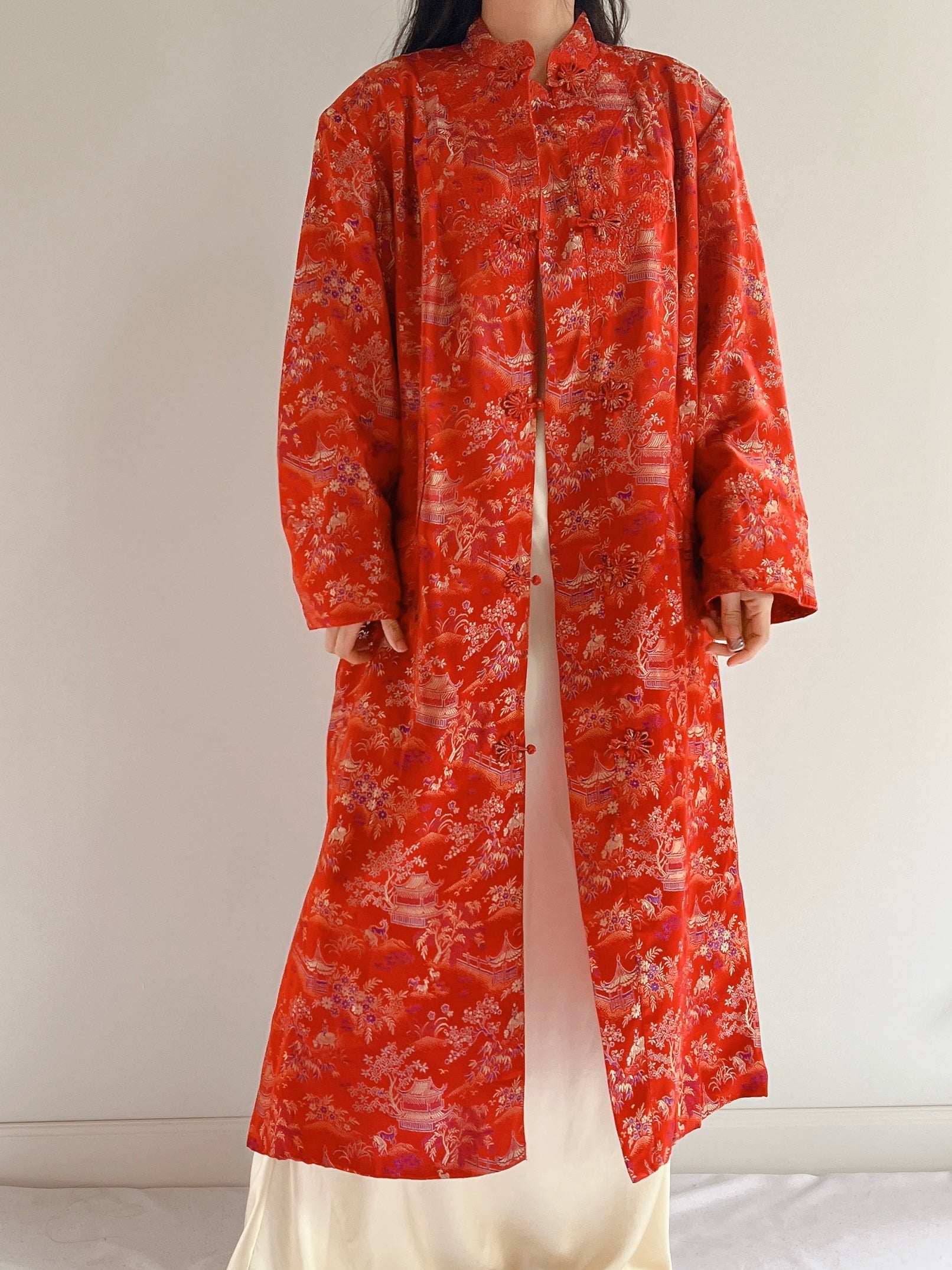 1960s Red Brocade Duster - M