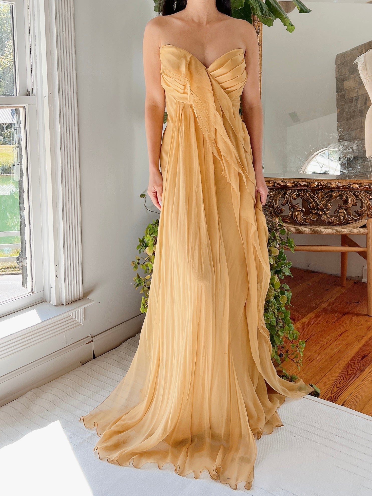 J. Mendel Mustard Silk Dress - M/L | G O S S A M E R J. Mendel Mustard Silk Dress - M/L | G O S S A M E R
