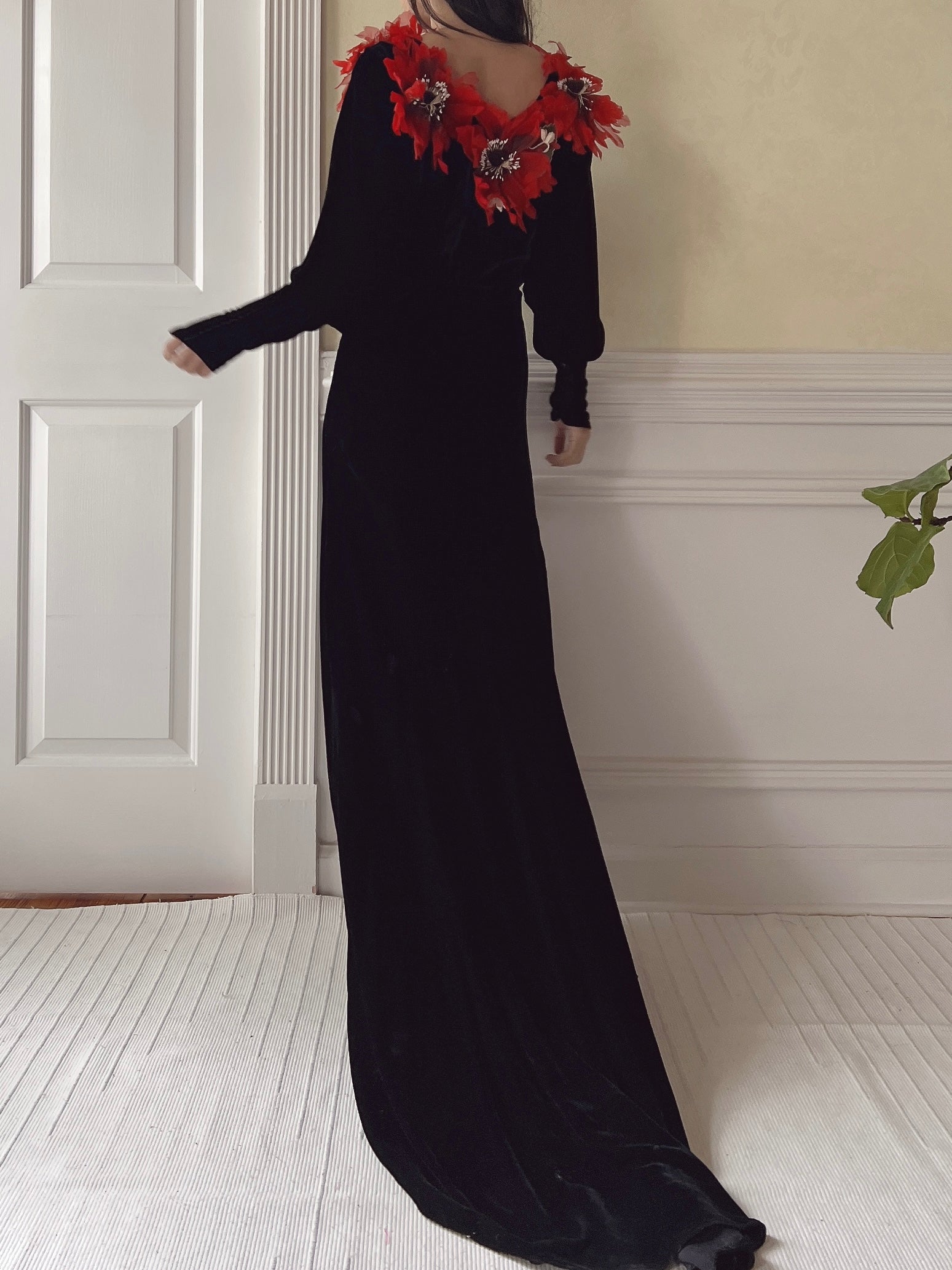Vintage 1930s/40s black silk velvet tulle formal dress gown AS IS | eBay