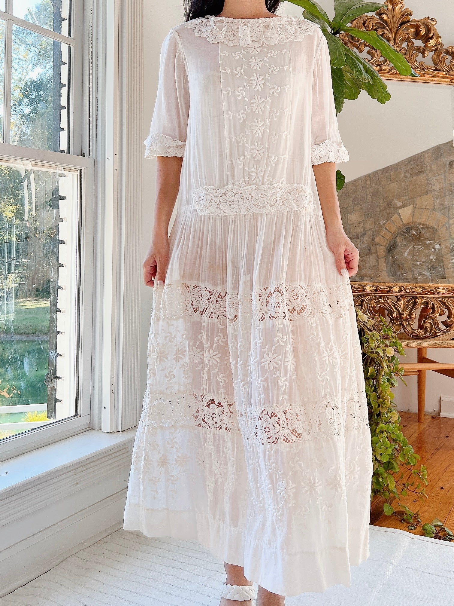 1910/1920s Cotton Embroidered Dress - M/L | G O S S A M E R 1910/1920s Cotton Embroidered Dress - M/L | G O S S A M E R