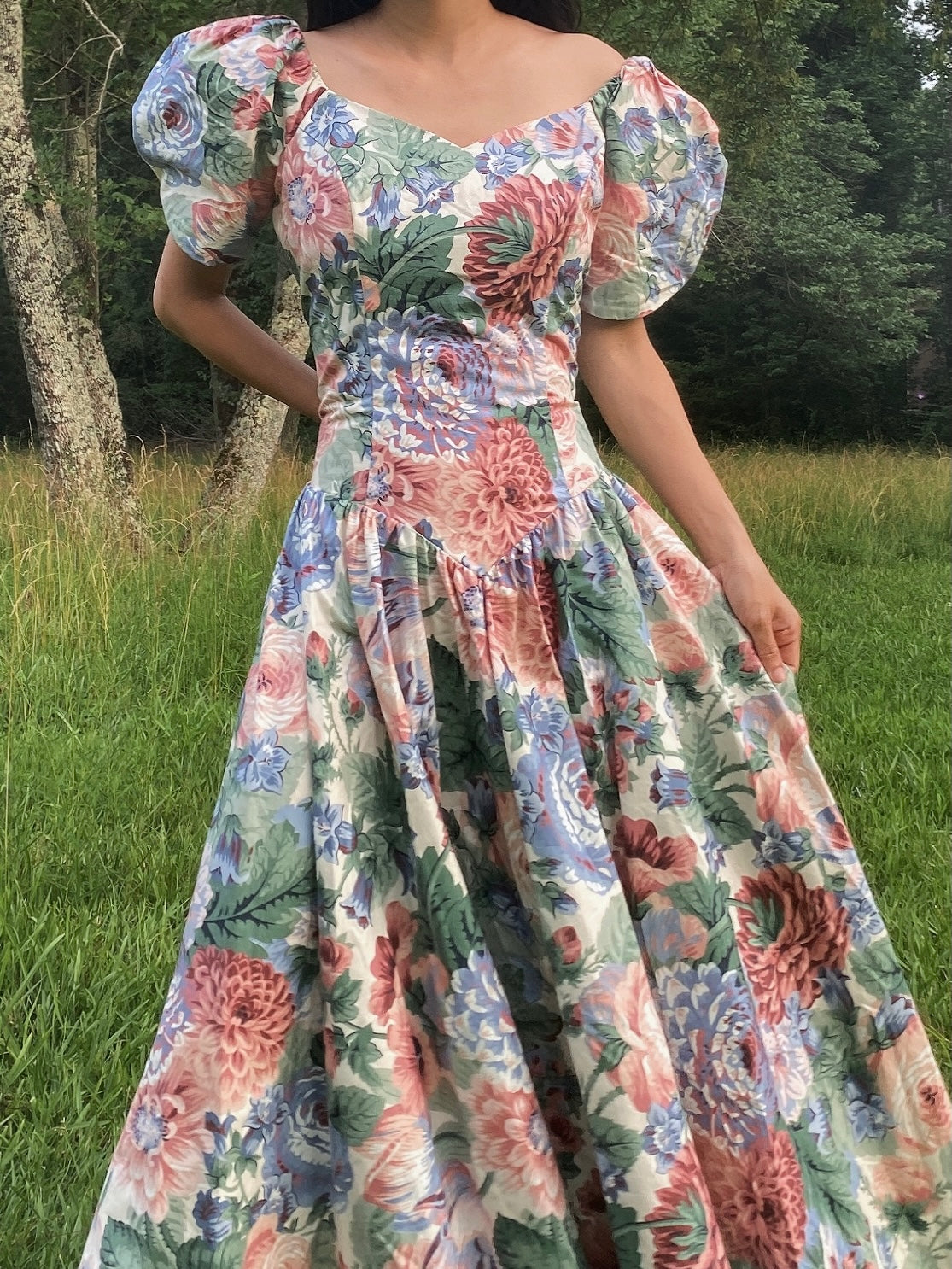 1980s Floral Cotton Dress - S/M | G O S S A M E R 1980s Floral Cotton Dress - S/M | G O S S A M E R