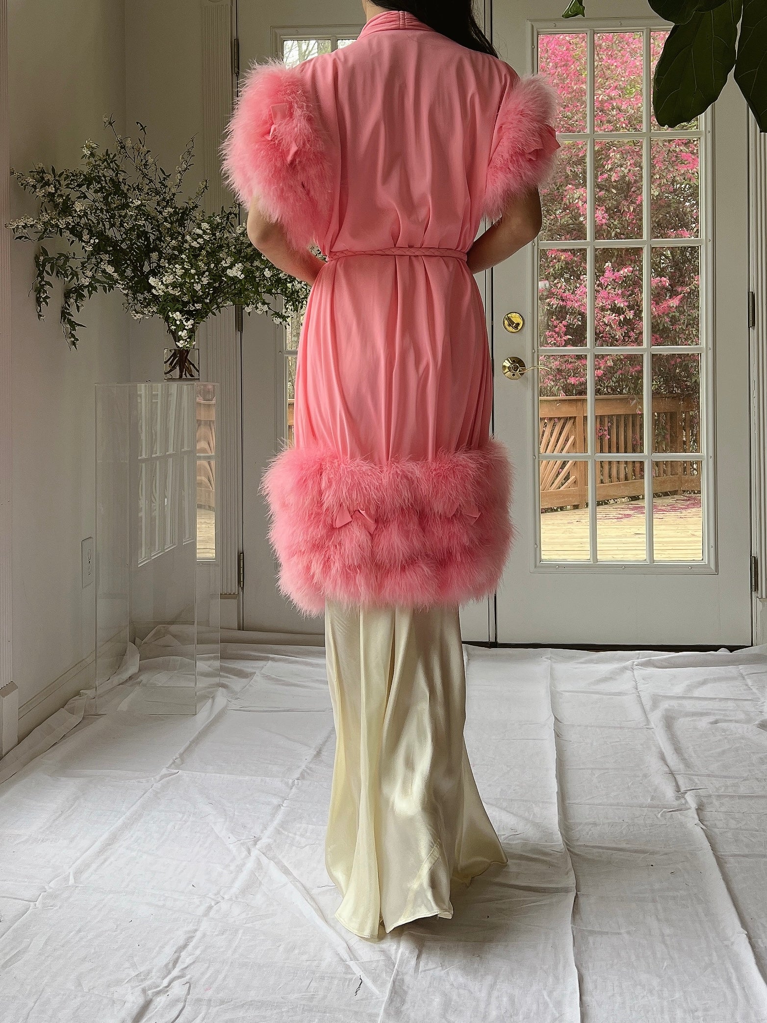 1960s I. Magnin Pink Feather Duster - OSFM