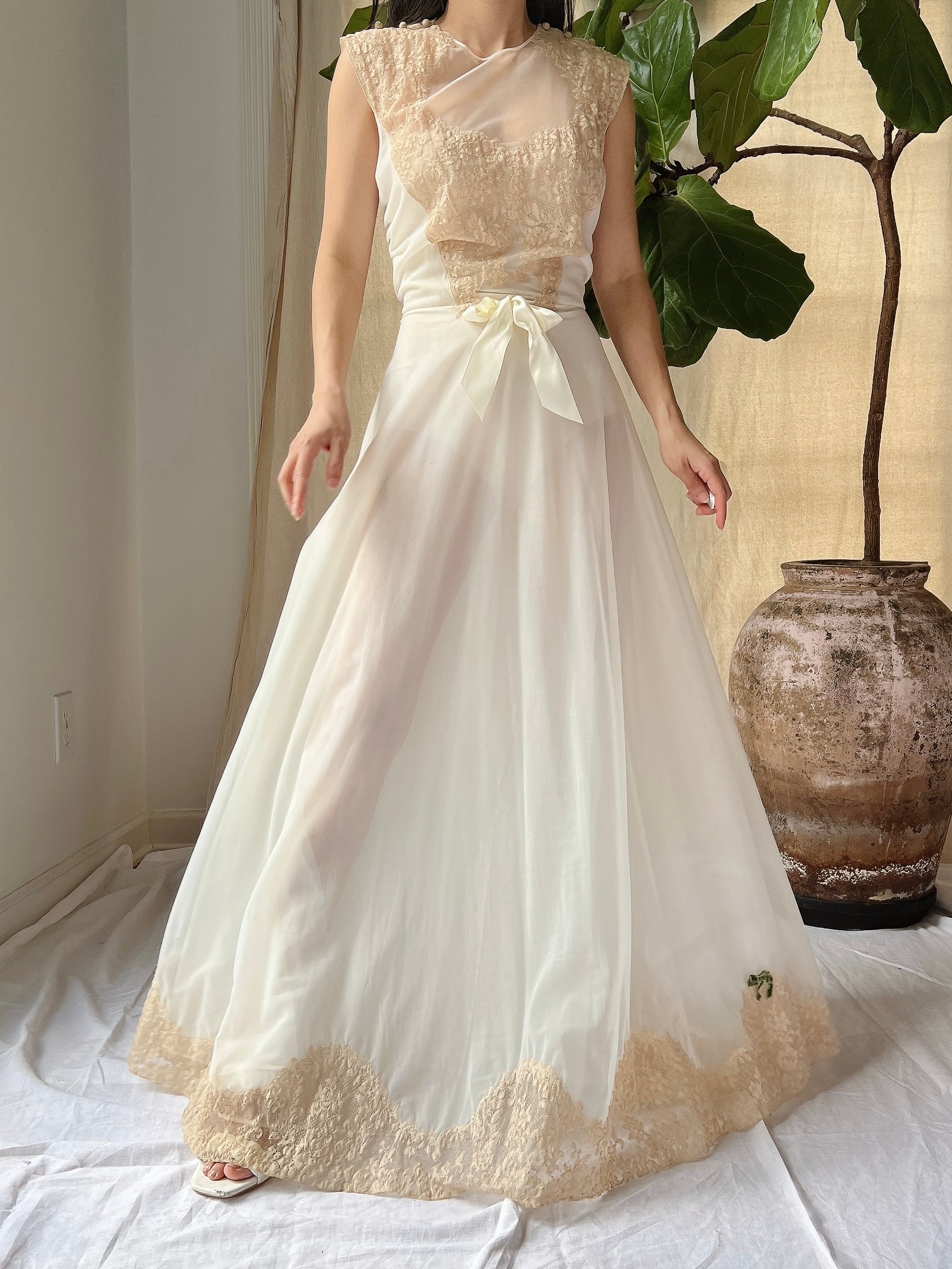 1960s Lace Nylon Slip Gown - XS | G O S S A M E R 1960s Lace Nylon Slip Gown - XS | G O S S A M E R