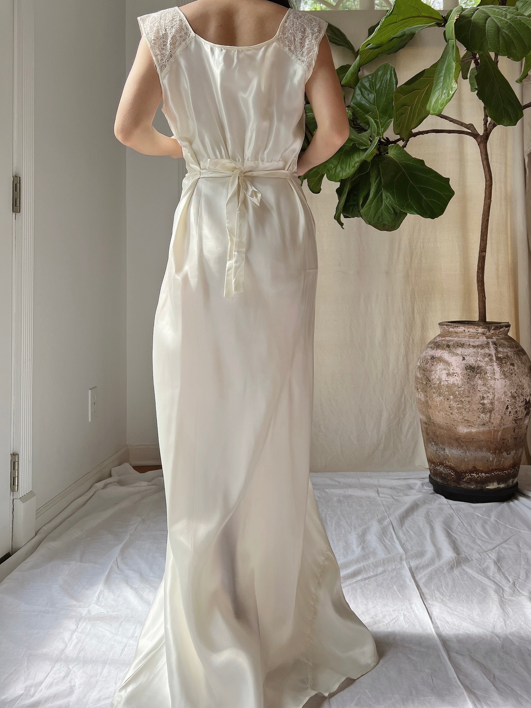 1930s Cutout Bodice Slip Dress -M