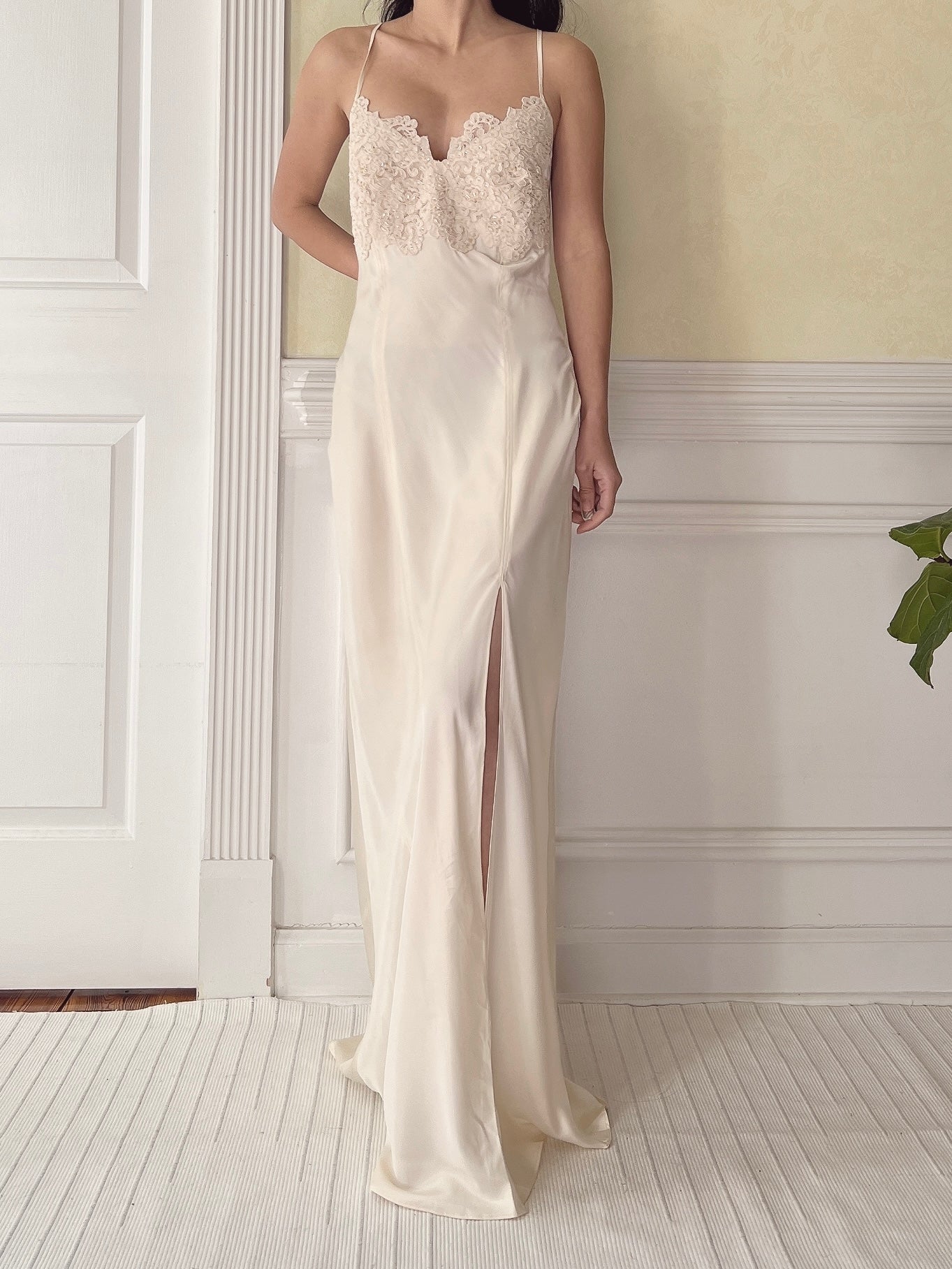 Vintage Ivory Lace and Satin Slip Dress - M | G O S S A M E R Vintage Ivory Lace and Satin Slip Dress - M | G O S S A M E R