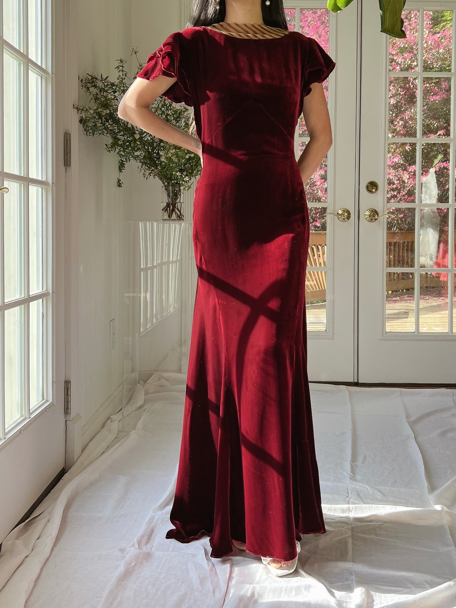 1930s Ruby Silk Velvet Gown with Jacket - S | G O S S A M E R 1930s Ruby Silk Velvet Gown with Jacket - S | G O S S A M E R