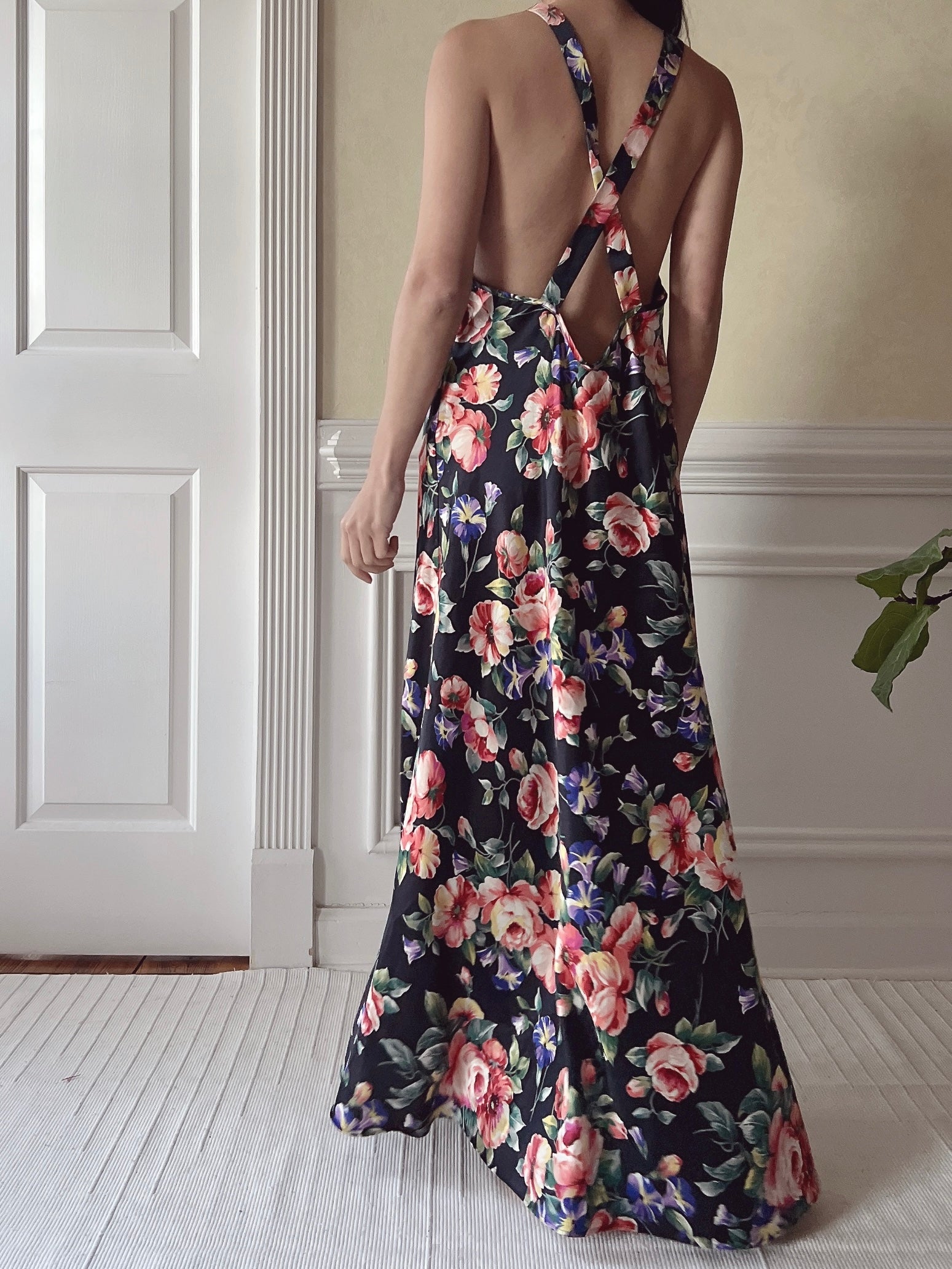 Vintage Satin Floral Slip Dress - M Vintage Satin Floral Slip Dress - M