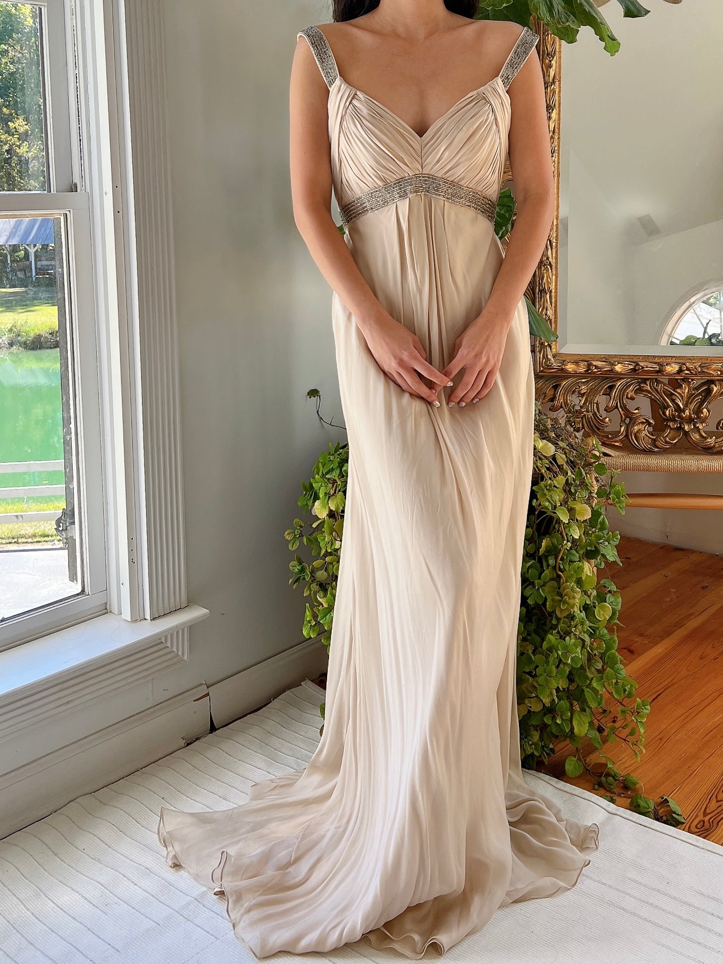 beige vintage dress Vintage-inspired Beige Evening Gown With Lace