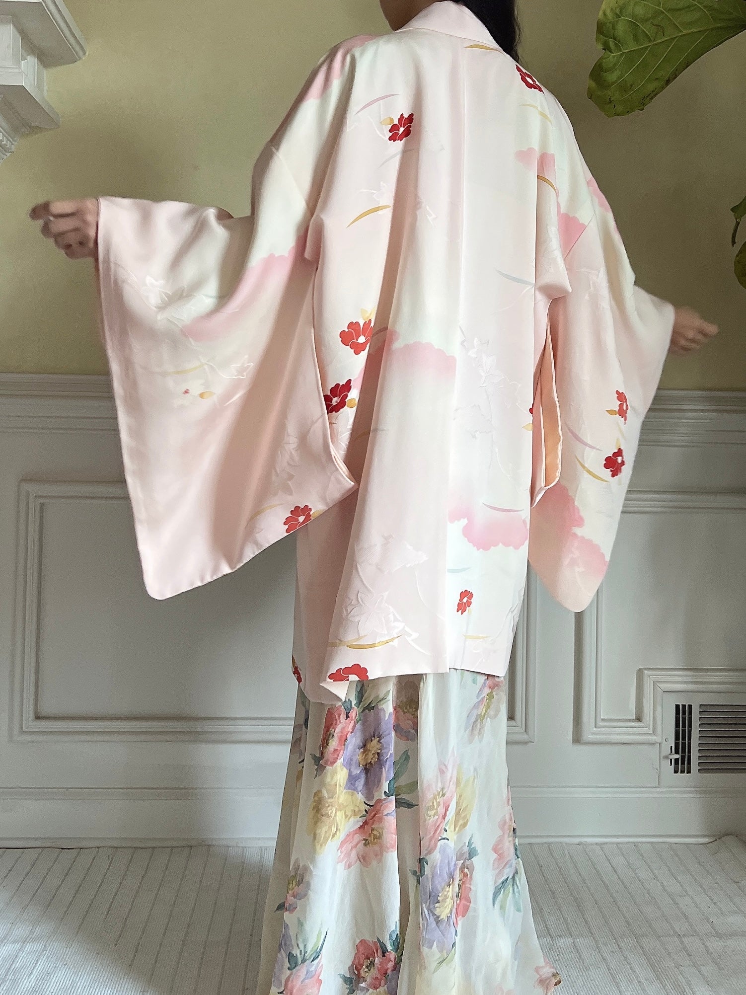 Vintage Pink Silk Kimono Jacket - OSFM