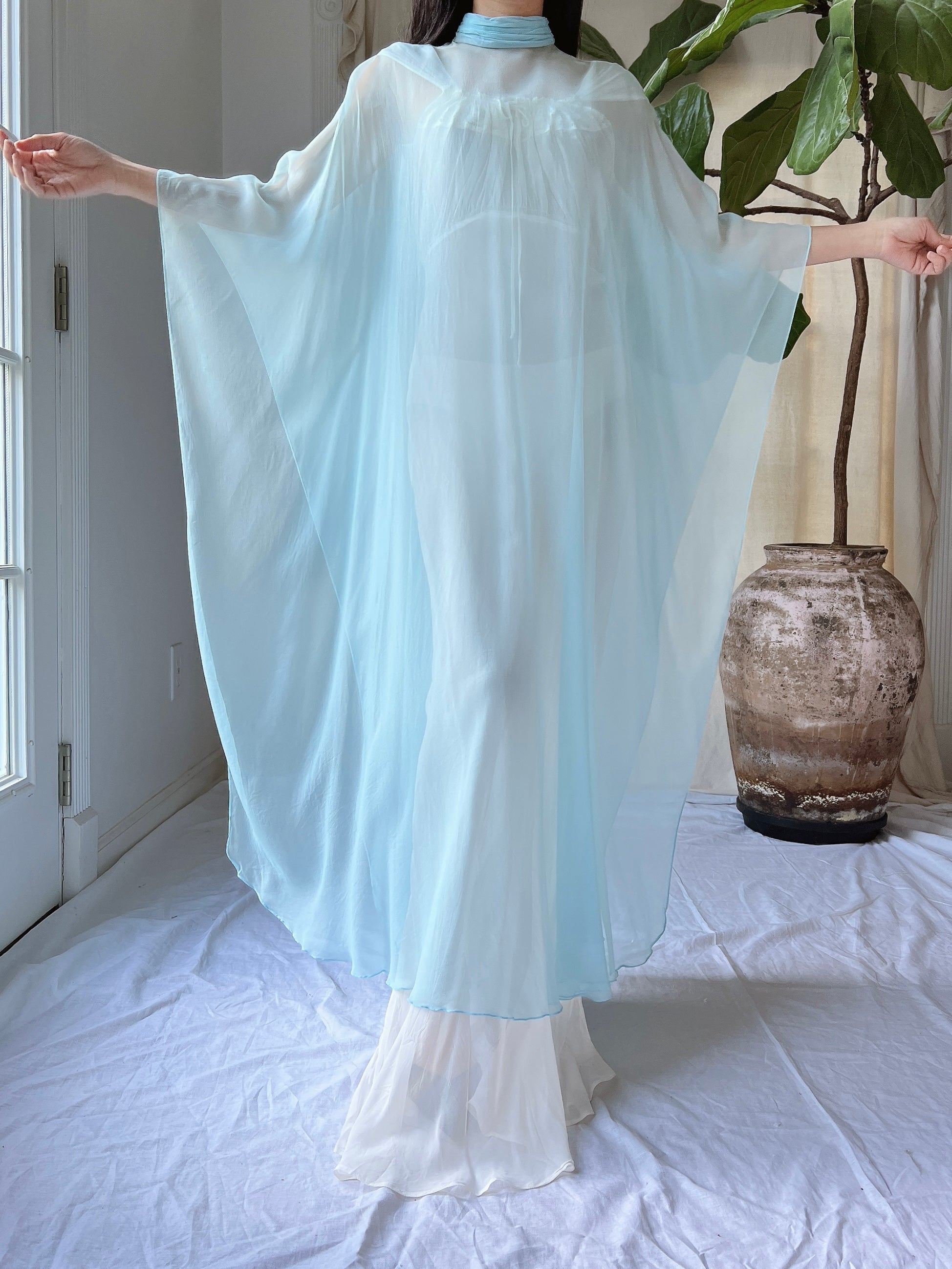 Vintage Silk Chiffon Kaftan - OSFM