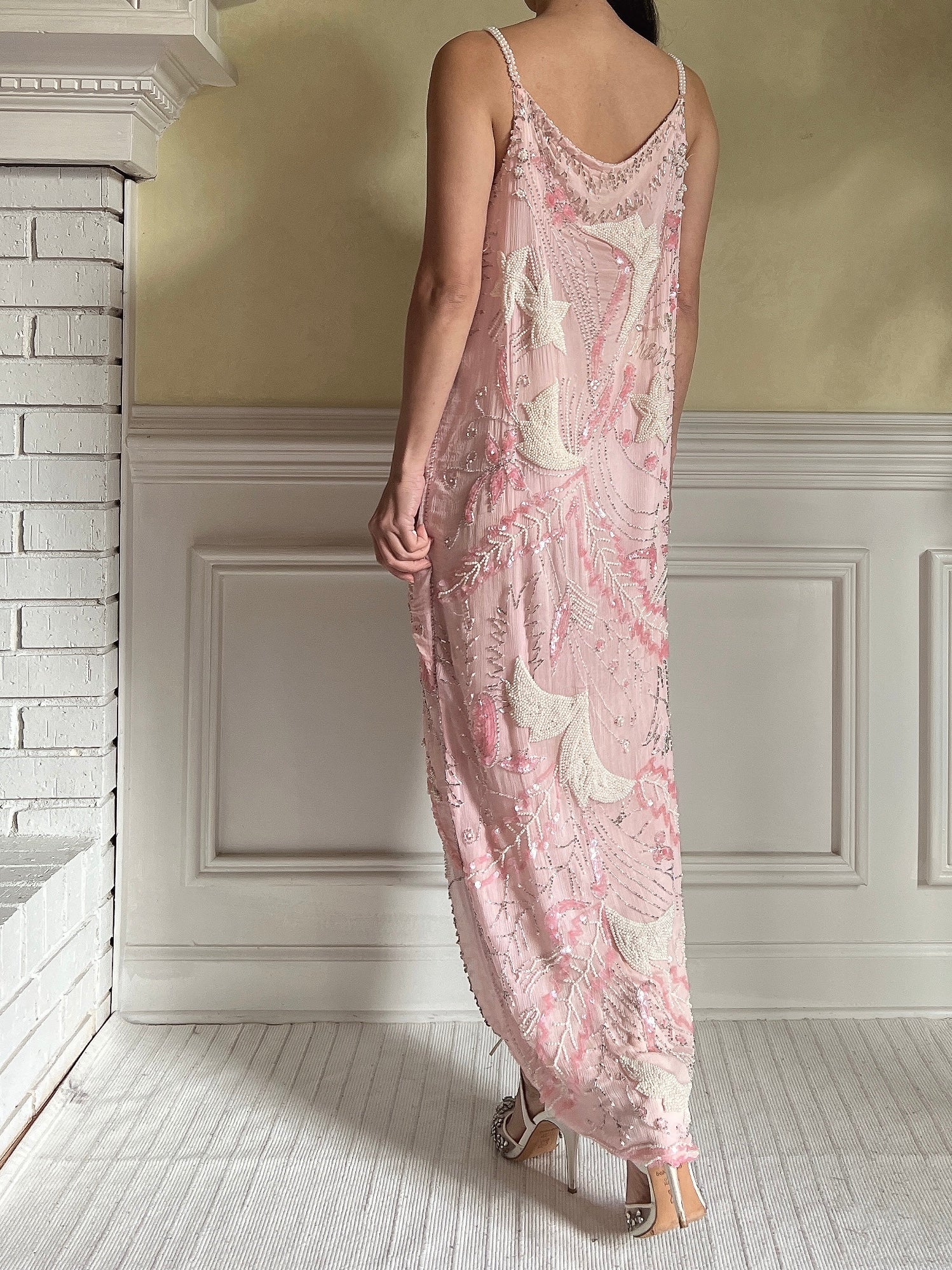 Vintage Pink Silk Beaded Dress - S-M | G O S S A M E R Vintage Pink Silk Beaded Dress - S-M | G O S S A M E R