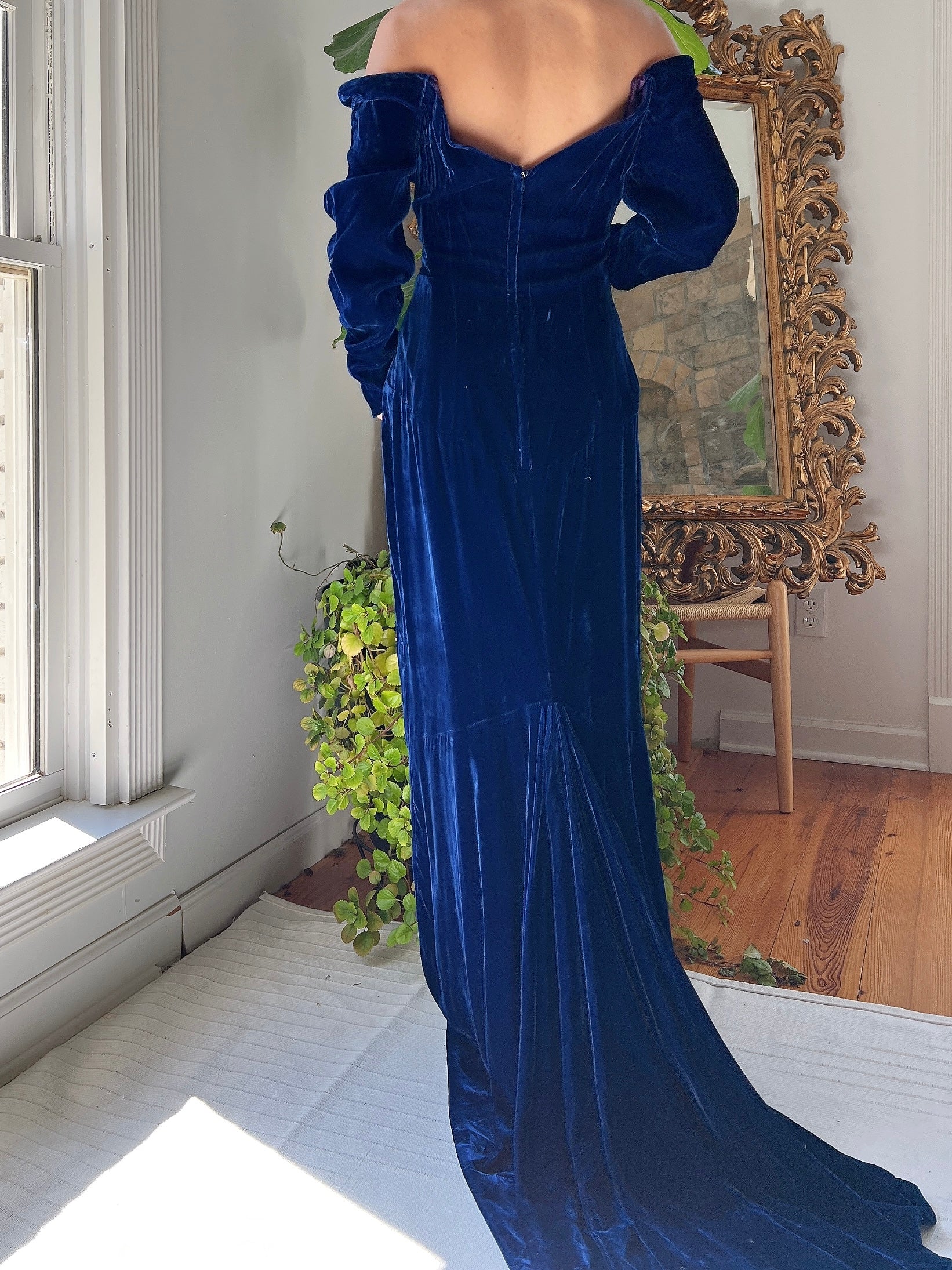 Mar Blue Velvet Vintage Gown