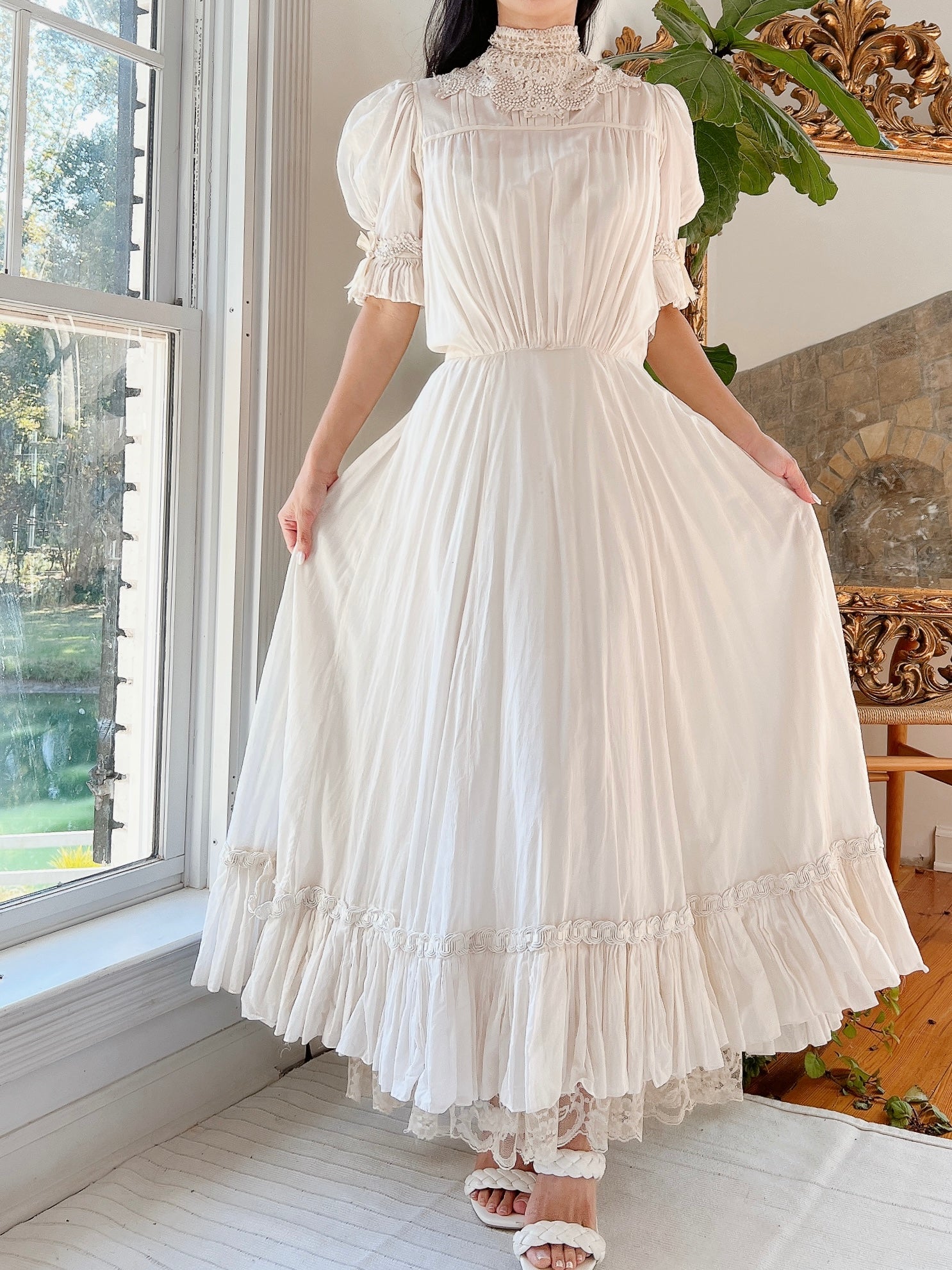 Vintage Silk/Cotton High Neck Dress - XS