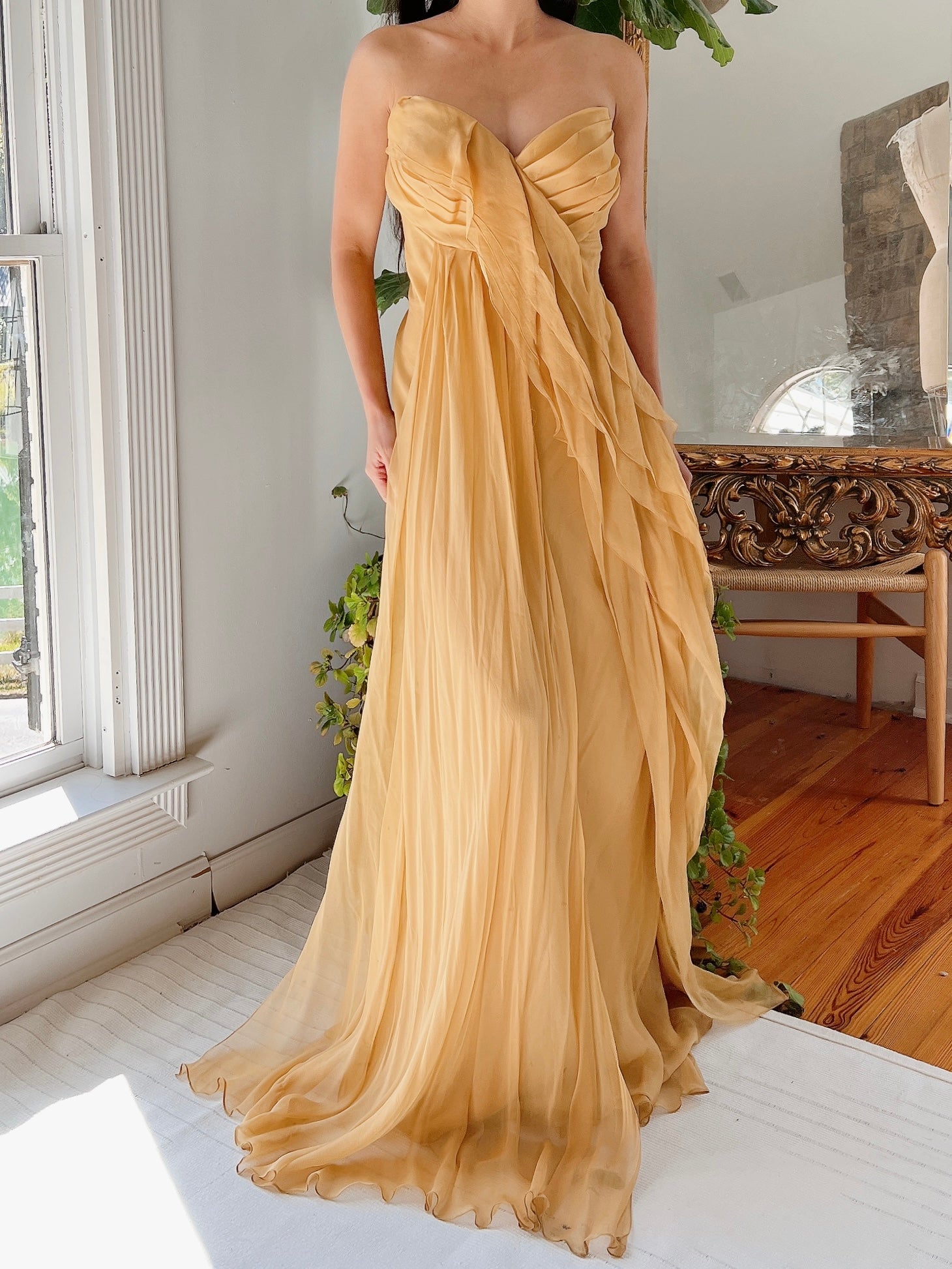 J. Mendel Mustard Silk Dress - M/L