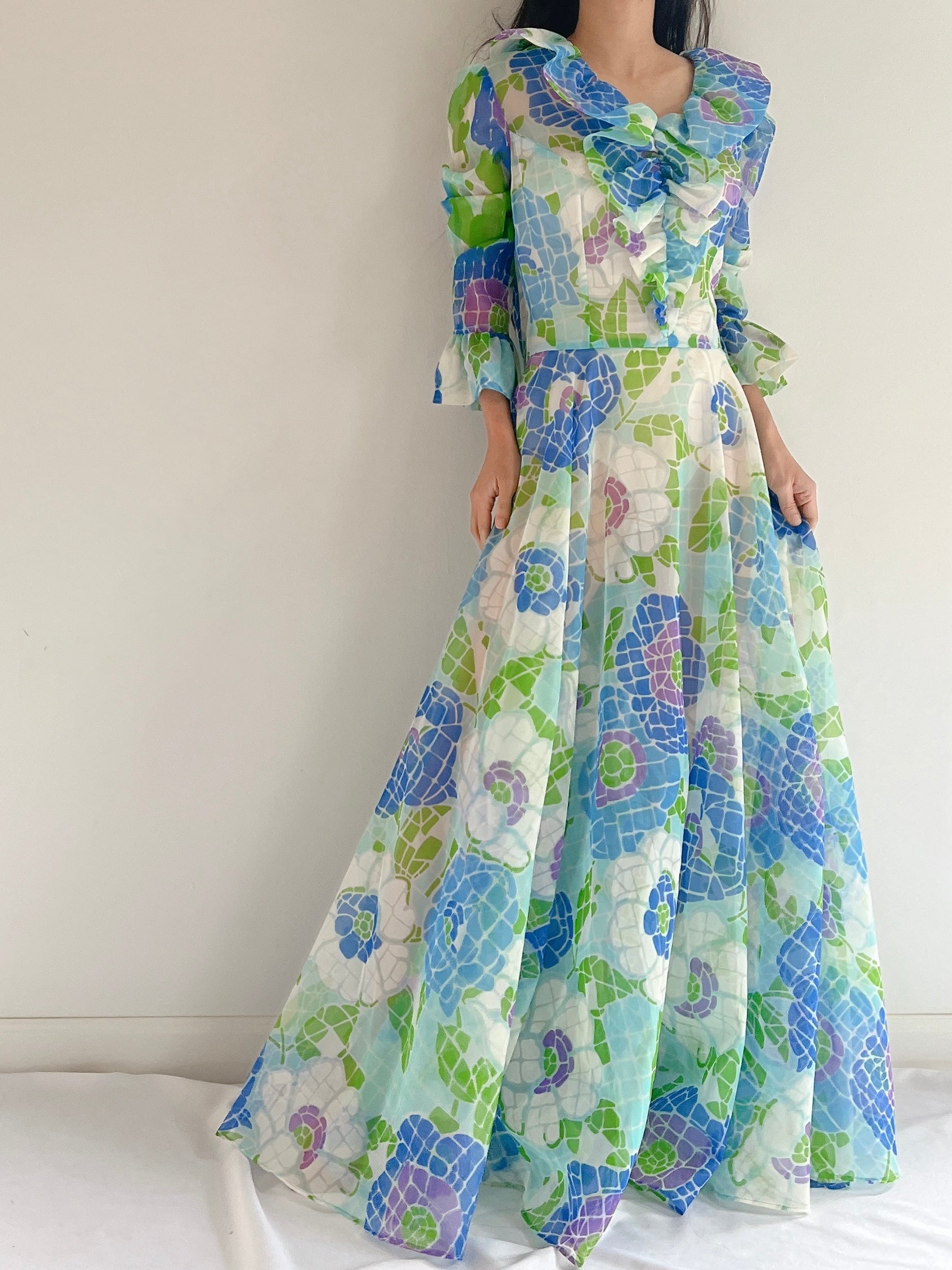 Vintage Sheer Floral Dress - M