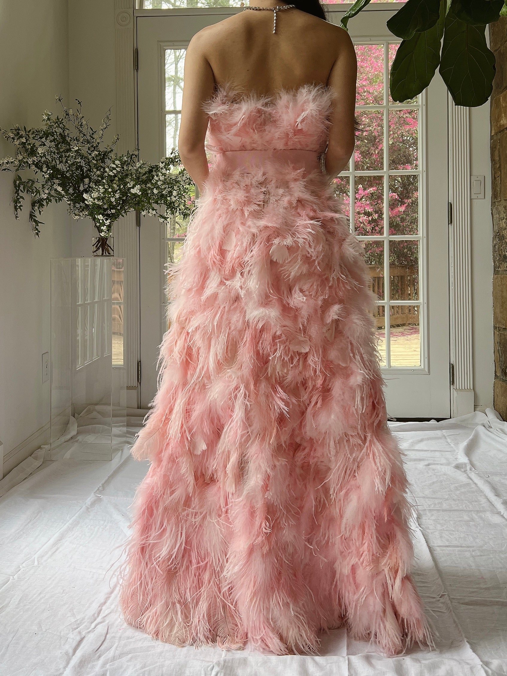 Dolce & Gabanna Pink Feather Silk Organza Gown - S/4