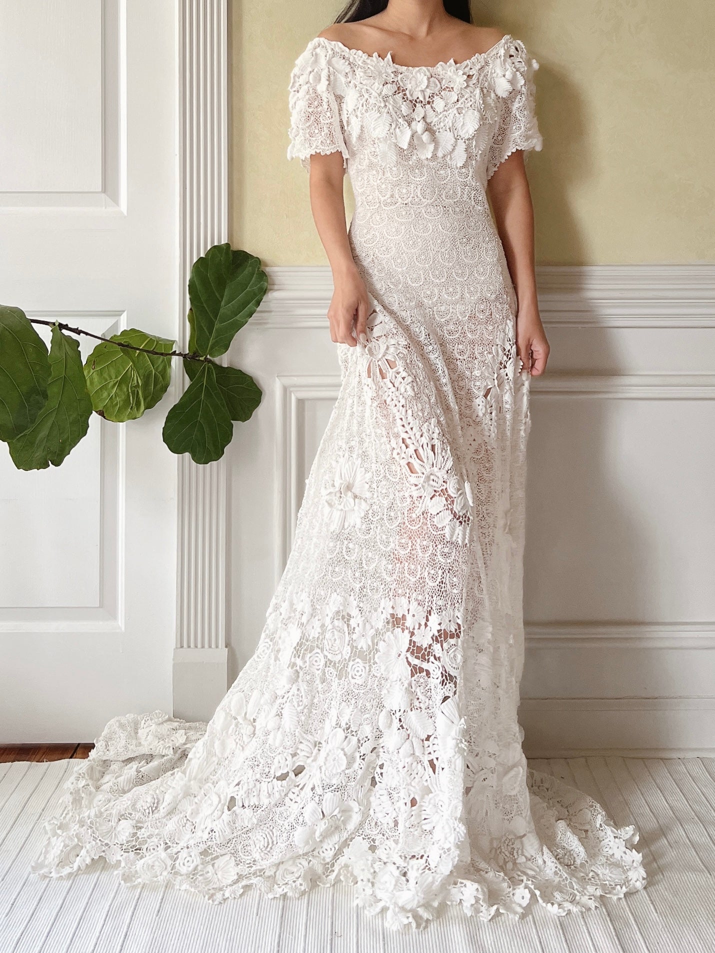 1960s Crochet Wedding Dress Antique Lace Wedding Vintage 1960s