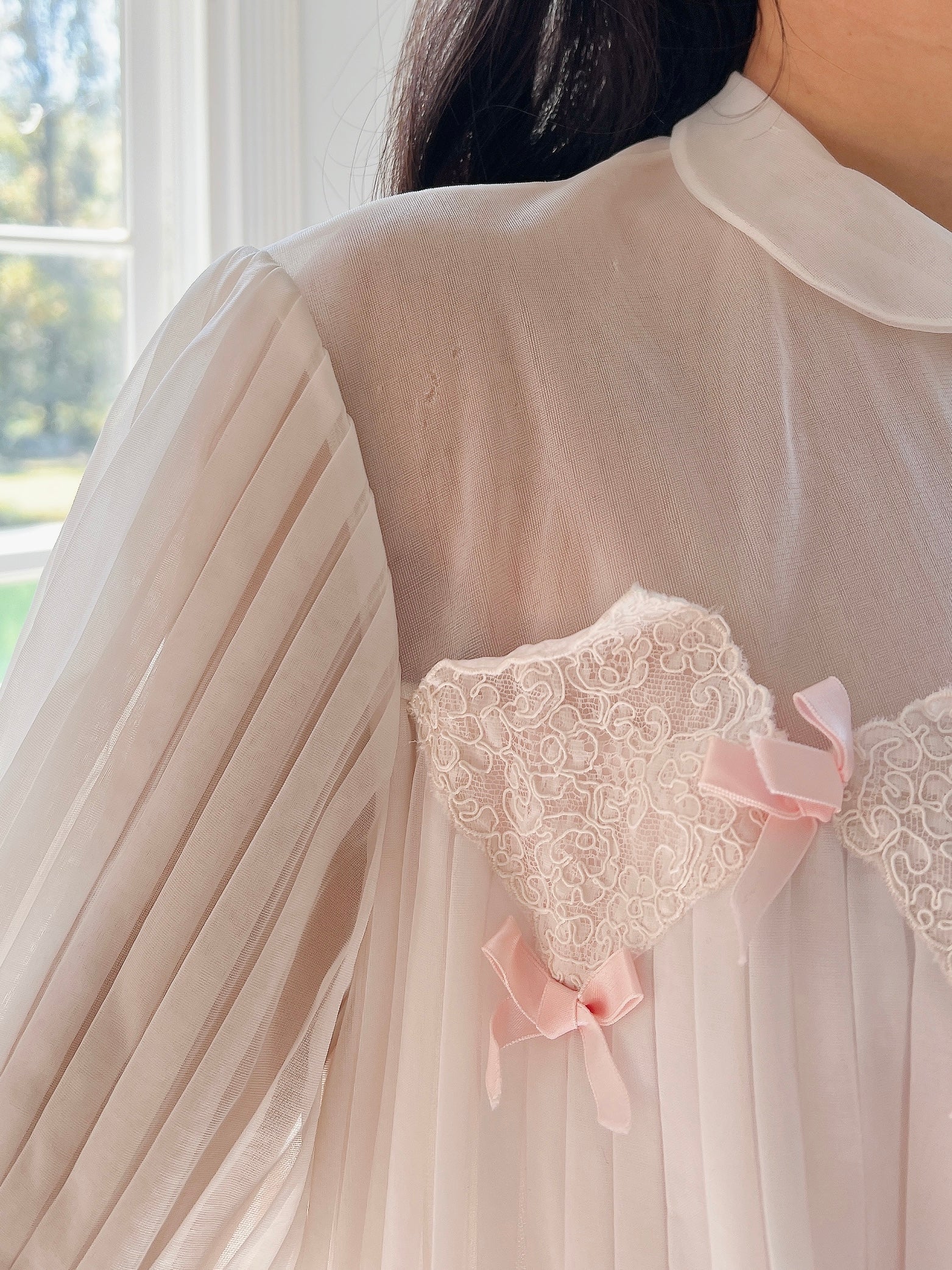 1960s Nylon Light Pink Pleated Dressing Gown - OSFM | G O S S A M E R 1960s Nylon Light Pink Pleated Dressing Gown - OSFM | G O S S A M E R